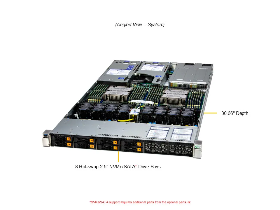 NTS Elite Command 1U Rack Server with 12 Hot‑Swap Bays