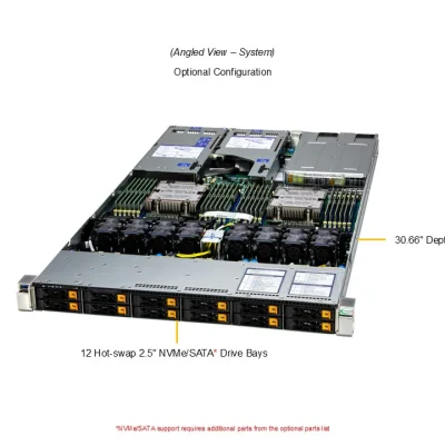 NTS Elite Command 1U Rack Server with 12 Hot‑Swap Bays