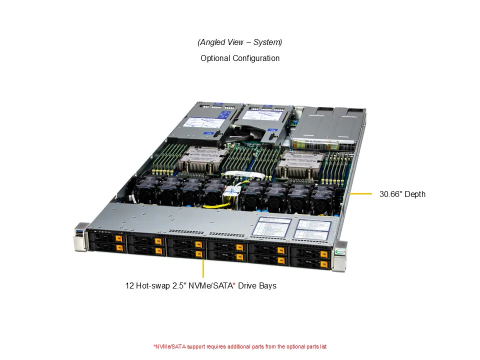 NTS Elite Command 1U Rack Server with 12 Hot‑Swap Bays